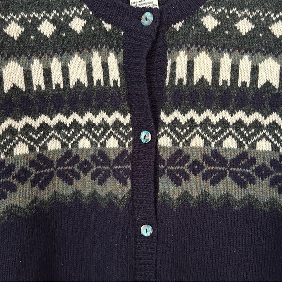 Mac & Jac Vintage 100% Wool Fair Isle Sweater Cardigan - Picture 5 of 8